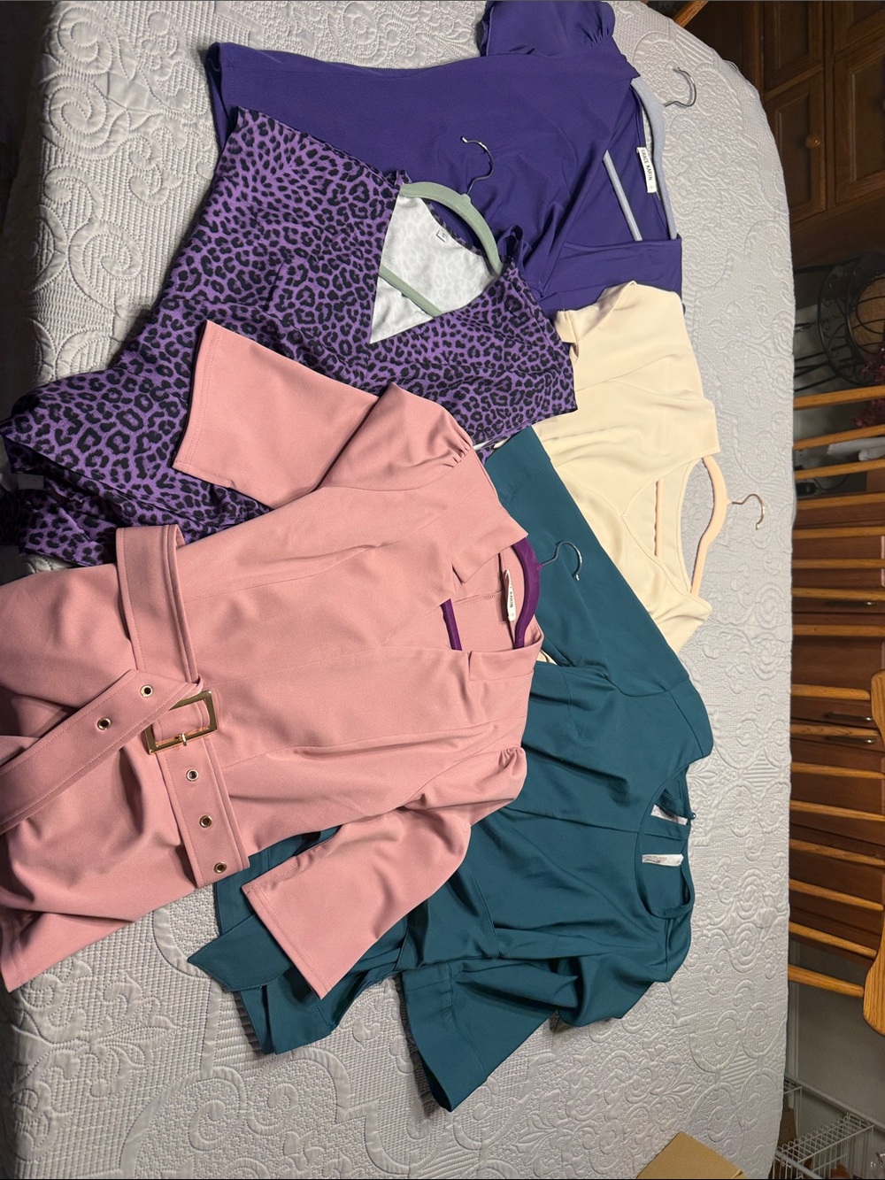 Lot of 5 Work Tops - Wraps or Waist Tie with Peplum Look